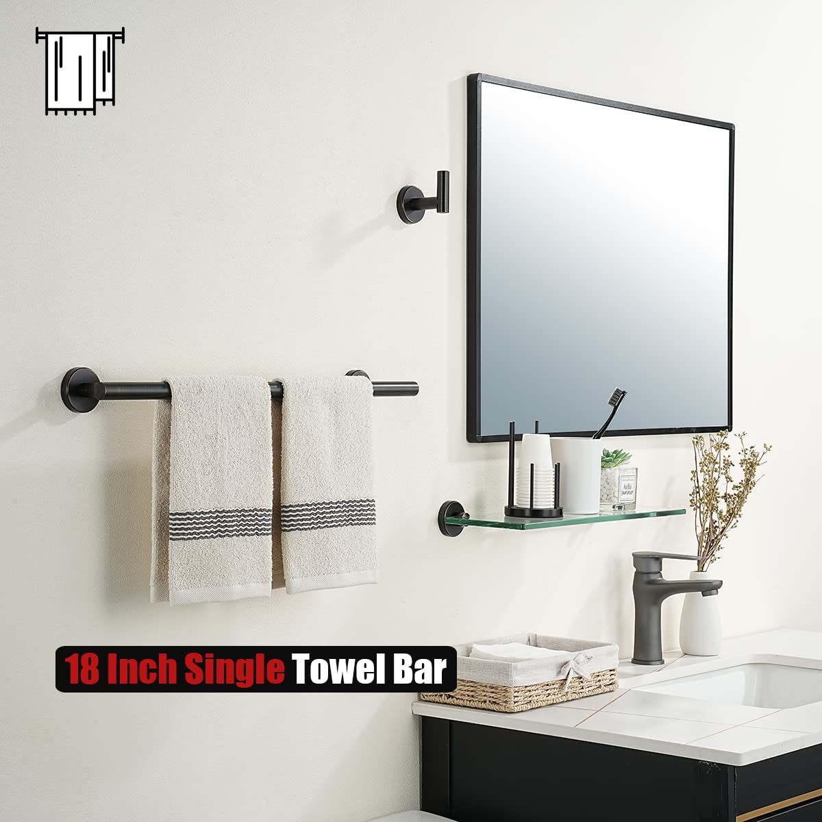 Jqk Oil Rubbed Bronze Towel Bar, 18 Inch 304 Stainless Steel Thicken 0.8Mm Towel Rack Bathroom, Towel Holder Orb Wall Mount, Tot